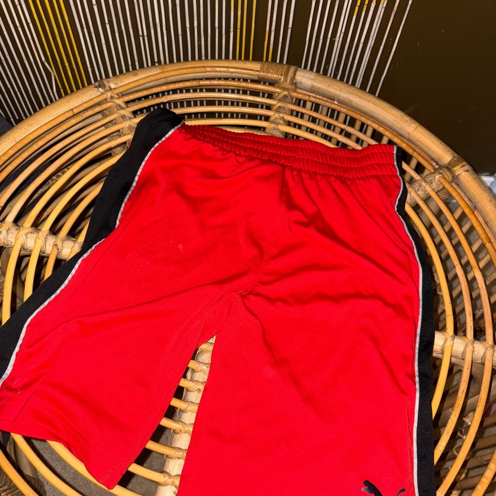 Puma Kids Black and Red Athletic Shorts